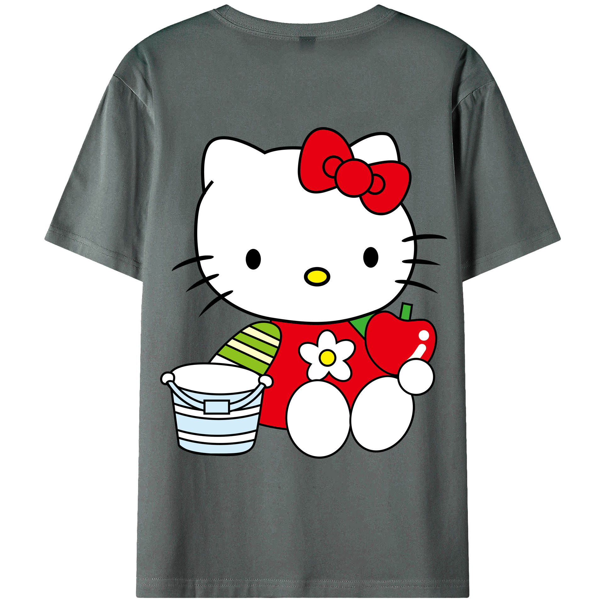 （画像用） Hello Kitty ハローキティ 綿100％ メンズ半袖Tシャツ（バックプリント） 通気性